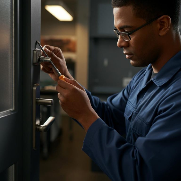 Professionele slotenmaker Ede aan het werk bij het vakkundig openen van een slot met speciaal gereedschap