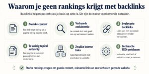 Home Infographic over waarom je geen rankings krijgt met backlinks en de belangrijkste SEO-factoren